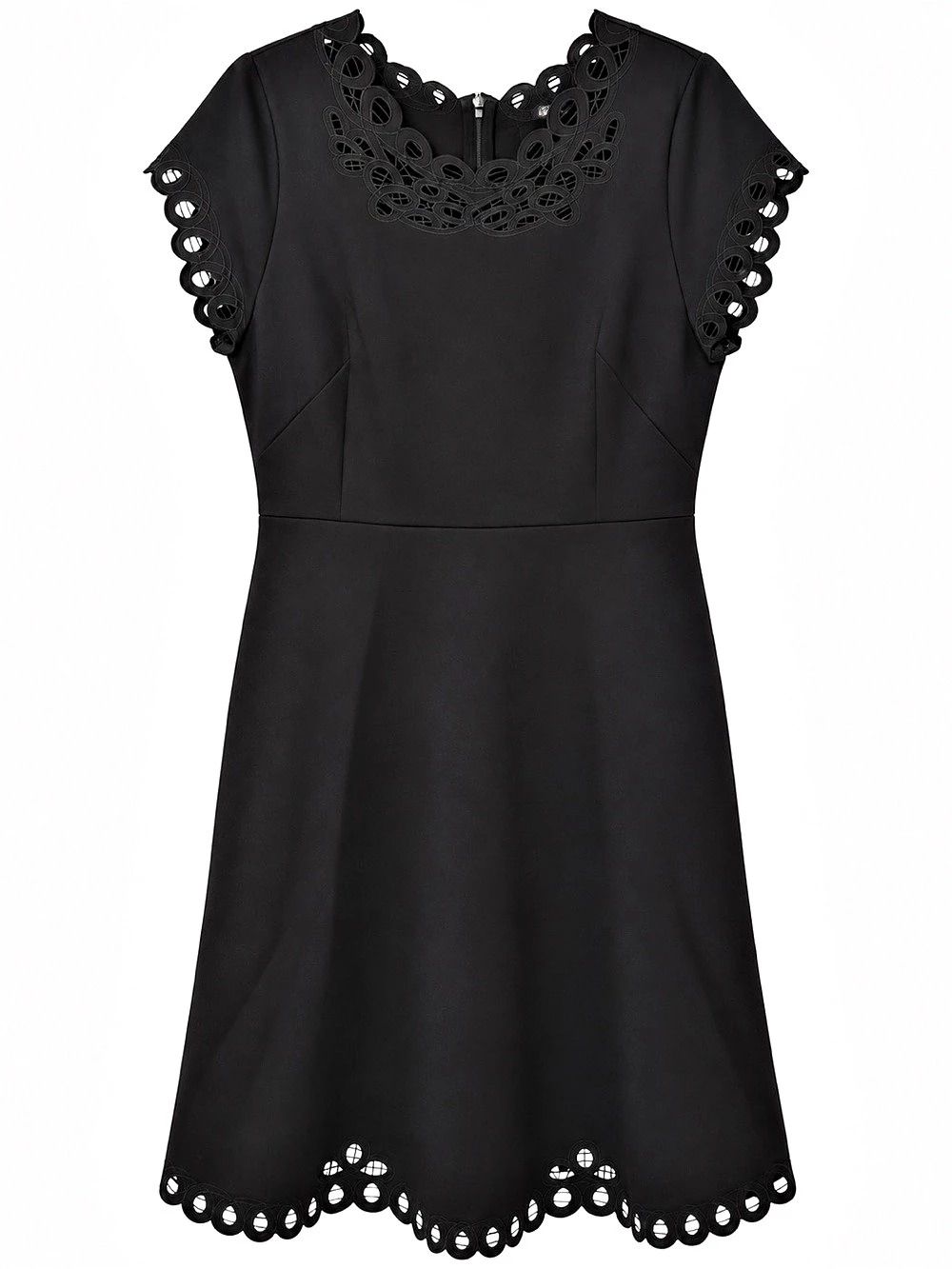 White House Black Eyelet Cutout Scallop Fit & Flare Dress Size 12 Cottagecore